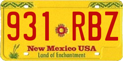 NM license plate 931RBZ