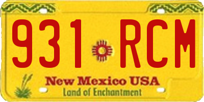 NM license plate 931RCM