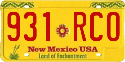 NM license plate 931RCO