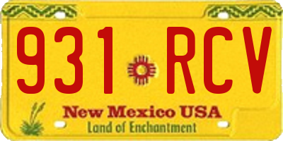 NM license plate 931RCV