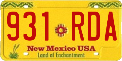 NM license plate 931RDA