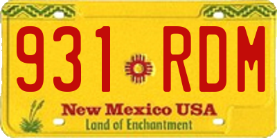 NM license plate 931RDM