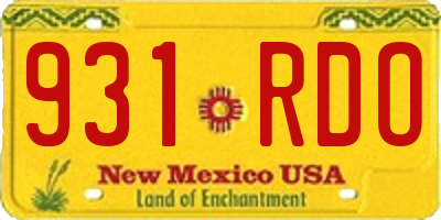 NM license plate 931RDO