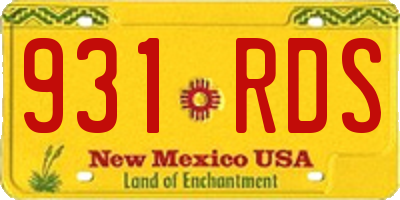 NM license plate 931RDS
