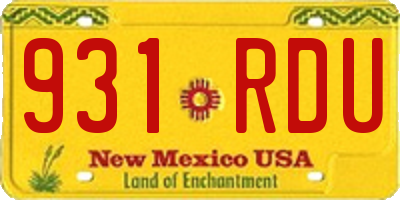 NM license plate 931RDU