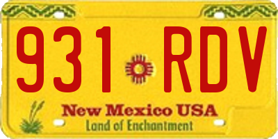 NM license plate 931RDV