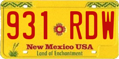 NM license plate 931RDW