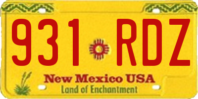NM license plate 931RDZ