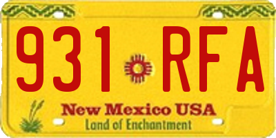 NM license plate 931RFA