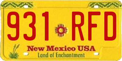 NM license plate 931RFD