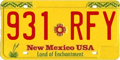 NM license plate 931RFY