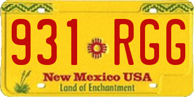 NM license plate 931RGG