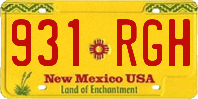 NM license plate 931RGH