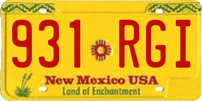 NM license plate 931RGI