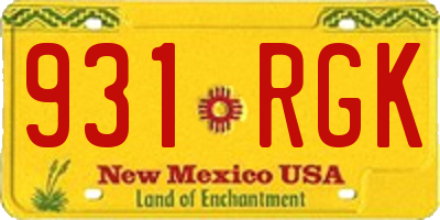NM license plate 931RGK