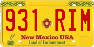 NM license plate 931RIM
