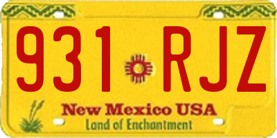 NM license plate 931RJZ