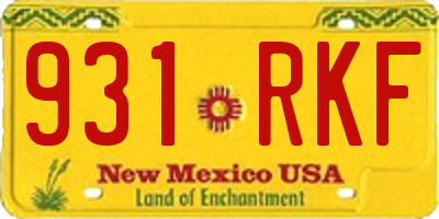 NM license plate 931RKF