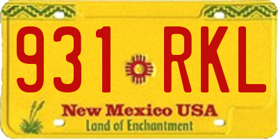 NM license plate 931RKL
