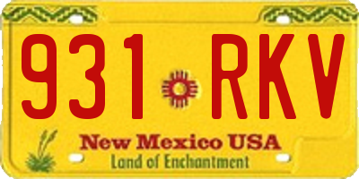 NM license plate 931RKV