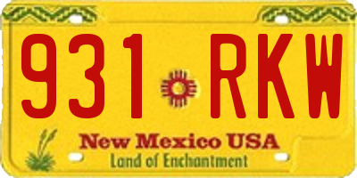 NM license plate 931RKW