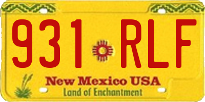 NM license plate 931RLF