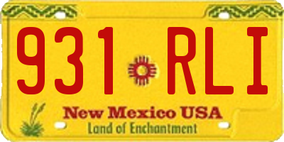 NM license plate 931RLI