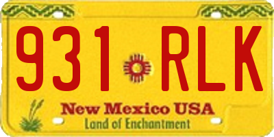 NM license plate 931RLK