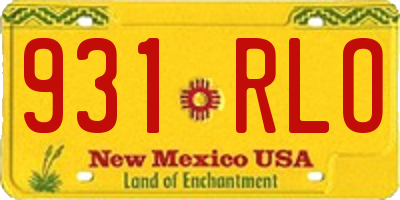 NM license plate 931RLO