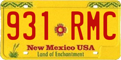 NM license plate 931RMC