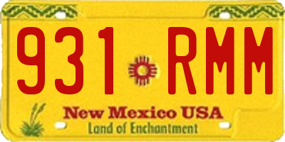 NM license plate 931RMM