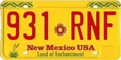 NM license plate 931RNF