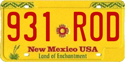 NM license plate 931ROD