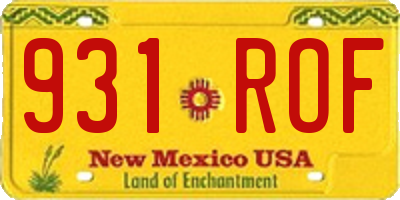 NM license plate 931ROF