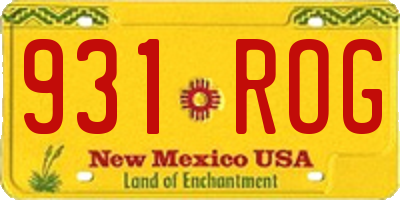 NM license plate 931ROG