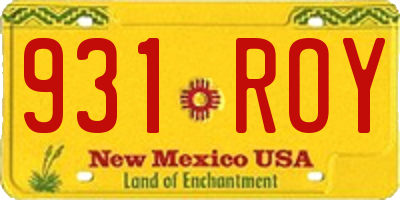 NM license plate 931ROY