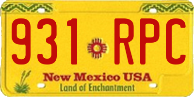 NM license plate 931RPC
