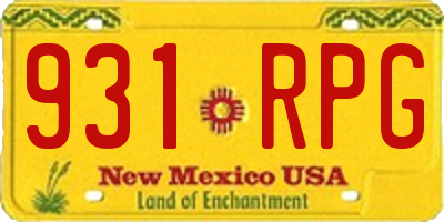 NM license plate 931RPG