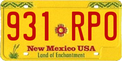 NM license plate 931RPO