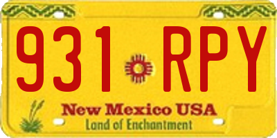 NM license plate 931RPY