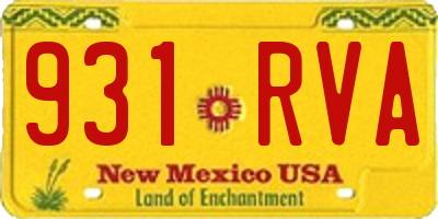 NM license plate 931RVA