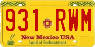 NM license plate 931RWM