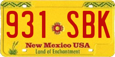 NM license plate 931SBK