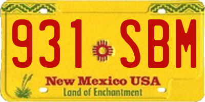 NM license plate 931SBM