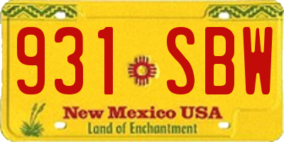 NM license plate 931SBW