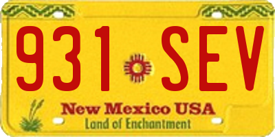 NM license plate 931SEV