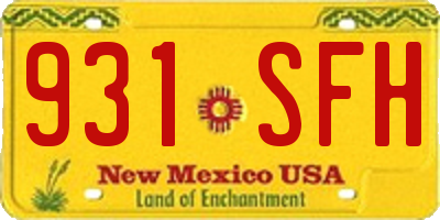 NM license plate 931SFH