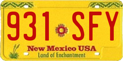 NM license plate 931SFY