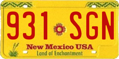NM license plate 931SGN