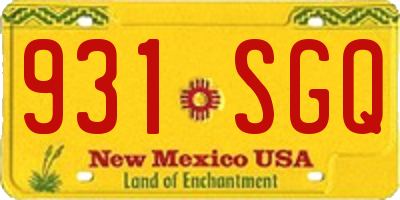 NM license plate 931SGQ